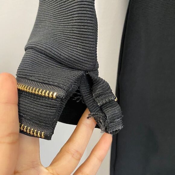 Kardashian Kollection Black Zipped Cuffs Long Sleeves Mini Dress - Picture 8 of 9